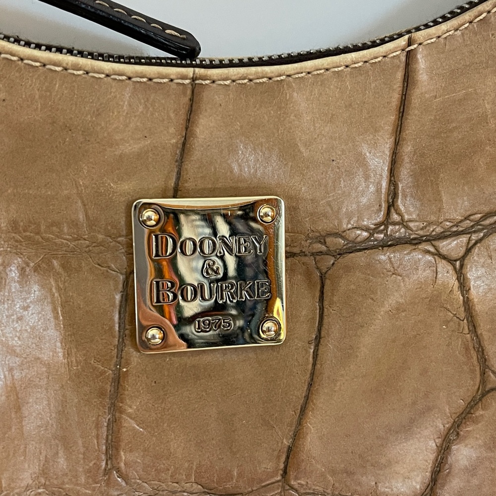 DOONEY & BOURKE TAN CROC BIT LEATHER HOBO PURSE - Picture 4 of 12